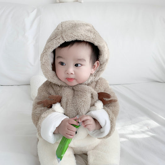 Babyrompertjes, buitenkleding, plus dikke fluwelen gewatteerde knuffels, katoenen kledingvoetjes