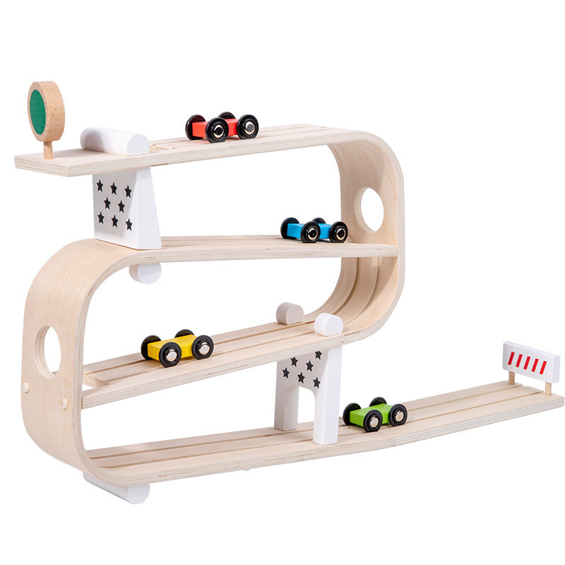 Children's Wooden Rapid Gliding Car Track Baby Car Educational Toys