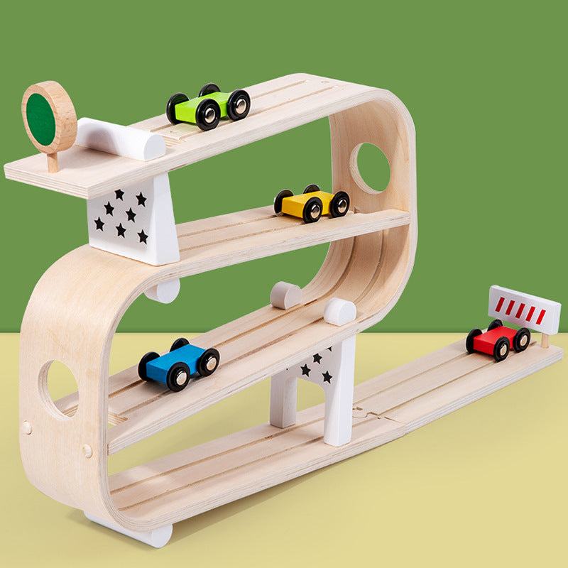 Children's Wooden Rapid Gliding Car Track Baby Car Educational Toys
