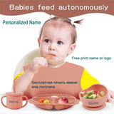 Babybestek Baby siliconen zuignappen Eetborden Gepersonaliseerde naam