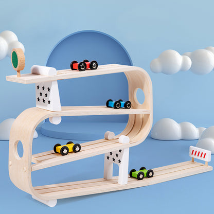 Children's Wooden Rapid Gliding Car Track Baby Car Educational Toys