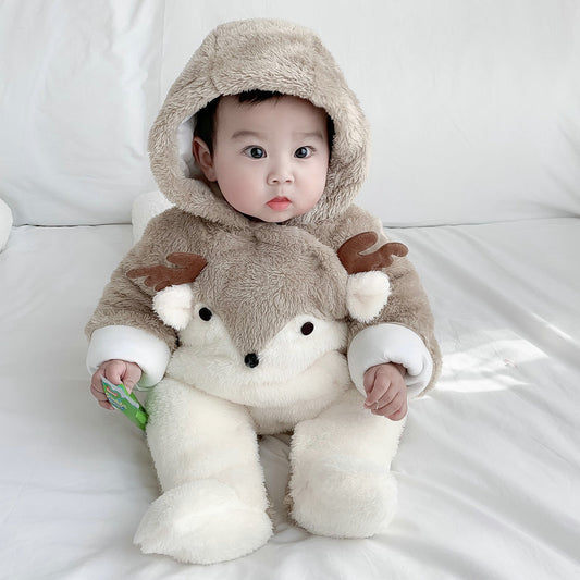 Babyrompertjes, buitenkleding, plus dikke fluwelen gewatteerde knuffels, katoenen kledingvoetjes